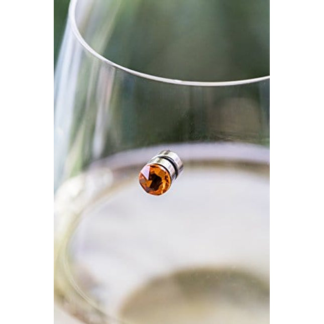 Crystal Magnetic Wine Glass Charms Set of 12 Glass Markers that Work on Stemless Glasses - Gift/Storage Box Included