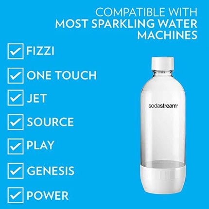 SodaStream Carbonating Bottle, 1 liter, White (Pack of 2)