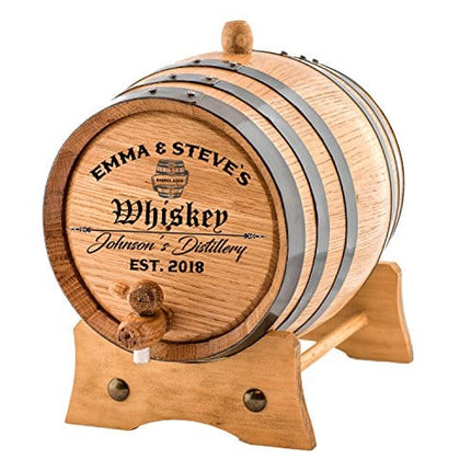Personalized - Custom Engraved American Premium Oak Aging Barrel - Age your own Whiskey, Beer, Wine, Bourbon, Tequila, Rum, Hot Sauce & More | Barrel Aged (5 Liters)