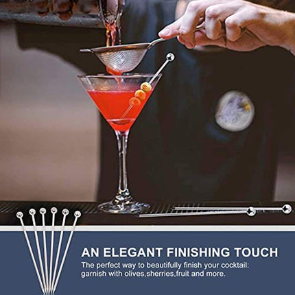 SOGEWO Stainless Steel Cocktail Picks(4.3Inch, set of 15), Upgrade Martini Picks, Reusable Cocktail Toothpicks, Metal Cocktail picks for Martini Olives Appetizers Sandwich