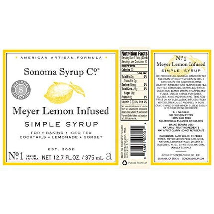 Sonoma Syrup Co Meyer Lemon Simple Syrup