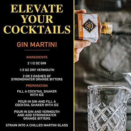 Strongwater Orange Bitters (40 Servings) - Spiced Orange Bitters for Cocktails - Orange Cocktail Bitters with Orange Zest, Cardamom & Walnut - Pair with Whiskey, Bourbon, Vodka, Rum, Gin - 3oz, 1 Pack