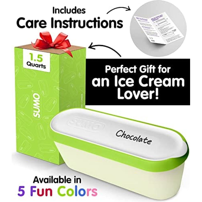 SUMO Ice Cream Containers for Homemade Ice Cream - 2 Containers - 1.5 Quart Each - Green