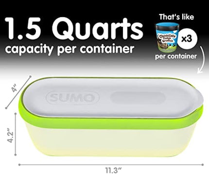 SUMO Ice Cream Containers for Homemade Ice Cream - 2 Containers - 1.5 Quart Each - Green
