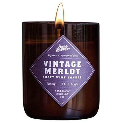 Vintage Merlot Wine Candle - Makes a Great Wine Gift, Gift for Mom, Unique Wine Bottle Candle, Pinot Noir, Bordeaux, Cabernet, Syrah, Malbec, Chardonnay, Lush *Made in USA*