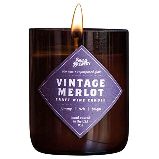 Vintage Merlot Wine Candle - Makes a Great Wine Gift, Gift for Mom, Unique Wine Bottle Candle, Pinot Noir, Bordeaux, Cabernet, Syrah, Malbec, Chardonnay, Lush *Made in USA*