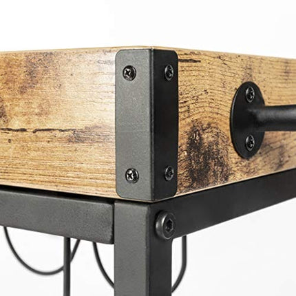 Tayene Bar Serving Cart Home Myra Rustic Mobile Kitchen Serving cart,Industrial Vintage Style Wood Metal Serving Trolley (Rustic Brown-A)