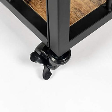 Tayene Bar Serving Cart Home Myra Rustic Mobile Kitchen Serving cart,Industrial Vintage Style Wood Metal Serving Trolley (Rustic Brown-A)