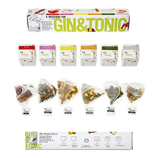Gin And Tonic kit- 6 Different Flavored Gin Botanicals Herbs Infusions Bags- Cocktail Infusion Kit - Gin Gift Set For Men And Women
