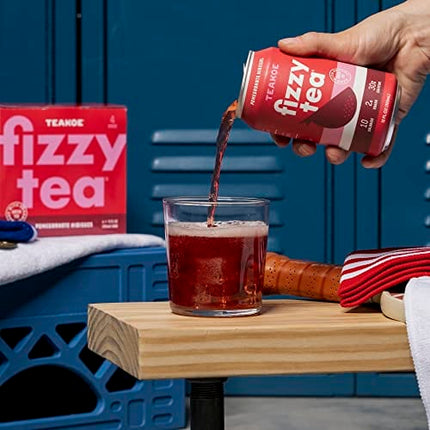 TEAKOE Fizzy Tea | Pomegranate Hibiscus Organic Green Tea | Pomegranate Juice, Hibiscus | Vegan Tea Energy | No Added Sugar, Brewed Iced Tea | 10 Calories, 2g Sugar, 30mg Caffeine (12/12 fl oz Cans)
