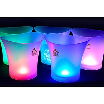 LED Ice Bucket,TECKCOOL 5L Large Capacity Wine Cooler Led Waterproof with Colors Changing,Retro Champagne Wine Drinks Beer Bucket,Power by 2 AA Batteries,for Party,Home,Bar,etc (batteries not include)