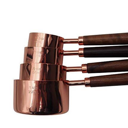 Measuring Cups Set, TeenGo Stainless Steel Measuring Cups Set for Dry, Liquid Ingredients with Wooden Handle Used for Cooking & Baking