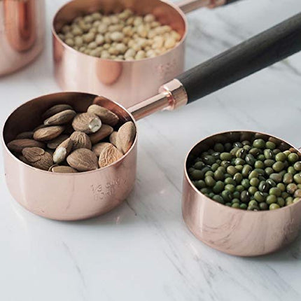 Measuring Cups Set, TeenGo Stainless Steel Measuring Cups Set for Dry, Liquid Ingredients with Wooden Handle Used for Cooking & Baking