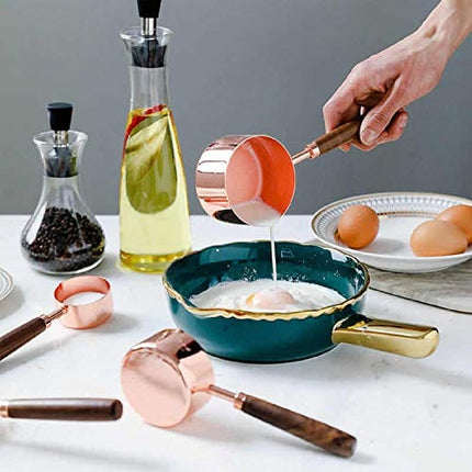 Measuring Cups Set, TeenGo Stainless Steel Measuring Cups Set for Dry, Liquid Ingredients with Wooden Handle Used for Cooking & Baking