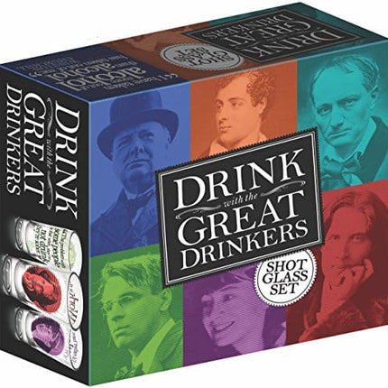 The Unemployed Philosophers Guild Great Drinkers Shot Glasses, Red/Blue/Yellow/Purple/Green/Grey (6-Piece)