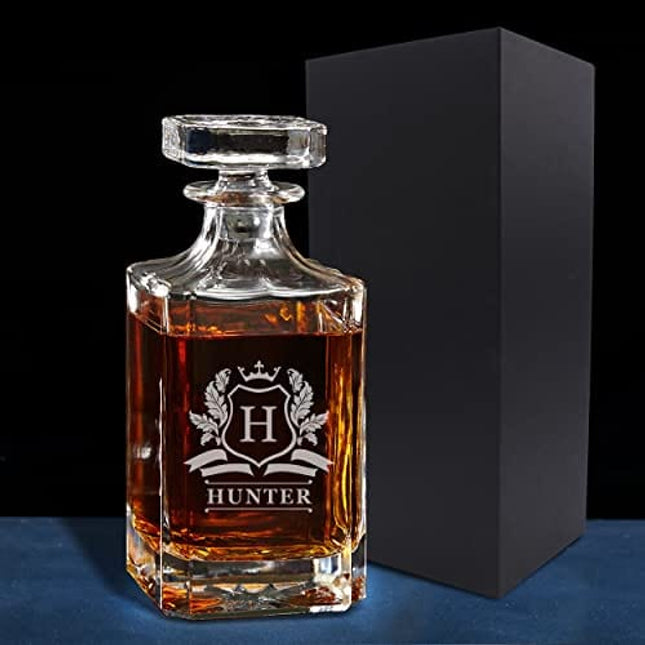 Custom Engraved Whiskey Decanter - Personalized with Cavalier Design