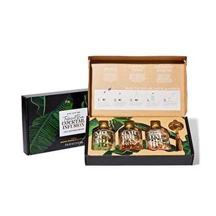 Thoughtfully Cocktails, Make Your Own Rum Infusion Cocktail Gift Set, Includes Mojito, Strawberry Daiquiri and Caribbean Rum Infusion Flavors in Glass Bottles, Set of 3 (Includes NO Alcohol)