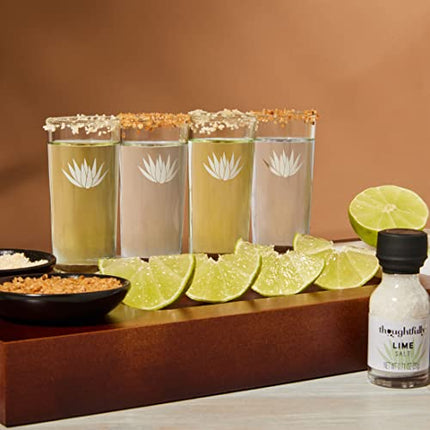 Thoughtfully Cocktails, Tequila Tasting Gift Set, Includes Wooden Flight Board, Knife, 4 Shot Glasses, 4 Flavored Salts & More (Contains NO Alcohol)