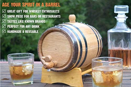 Thousand Oaks Barrel Co. - Kentucky Bourbon Whiskey Making Kit – Make & Age Spirits in a Oak Cask - Keg Aged Whisky Rum Wine Beer Gin – Oak Barrel Bootleg Kit