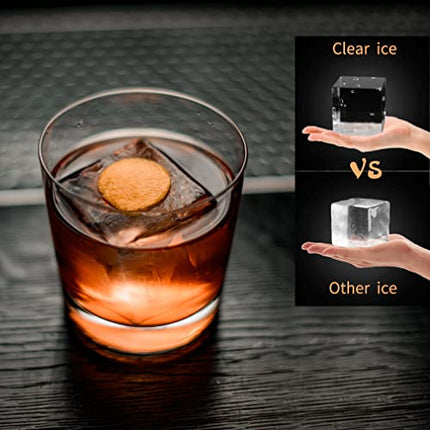 TINANA Upgrade 2 Inch Clear Ice Cube Tray Make 8 Large Square Crystal Clear Ice Cube Maker for Cocktail, Whiskey & Bourbon Drinks, Gifts for Men