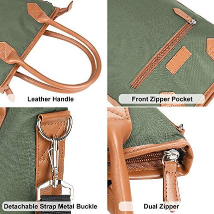 Tirrinia Insulated Wine Gift carrier Tote - Travel Padded 2 Bottle Wine/Champagne Cooler Bag with Handle and Adjustable Shoulder Strap, Great Wine Lover Gift, Olive