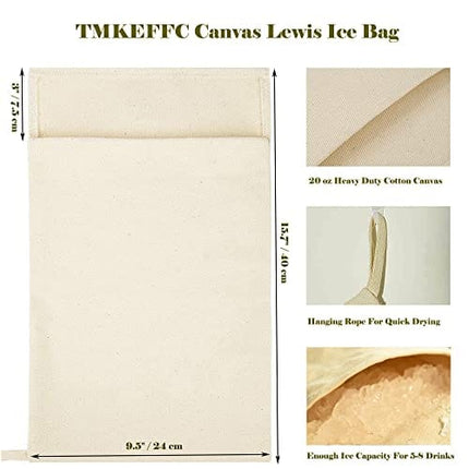 TMKEFFC Lewis Ice Bag Set Of 2, Canvas Bag for Ice Crushing，Craft Cocktail and Drinks，Reusable Three-layer thickened Bag for Home Party Bar Kitchen Use