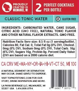 Top Note Tonic Sparkling Classic Tonic Water - 16 pack (4 x 8.5oz/4pack)
