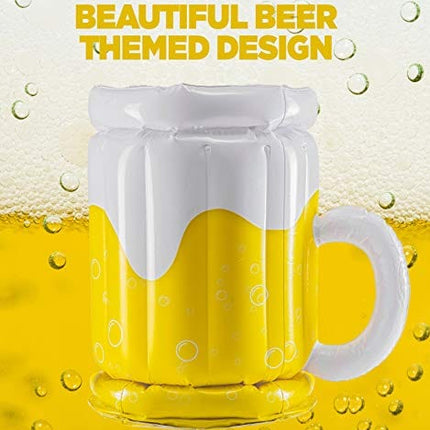 2 Pack Inflatable Beer Mug Cooler Beach Party - Inflatable Drink Coolers for Parties - 2 in1 Pool Drink Floatie Blow Up Cooler - Spongebob Party Supplies - Cheers and Beers to 30 Years