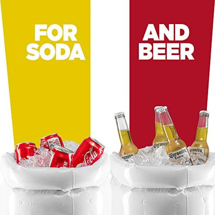 2 Pack Inflatable Beer Mug Cooler Beach Party - Inflatable Drink Coolers for Parties - 2 in1 Pool Drink Floatie Blow Up Cooler - Spongebob Party Supplies - Cheers and Beers to 30 Years