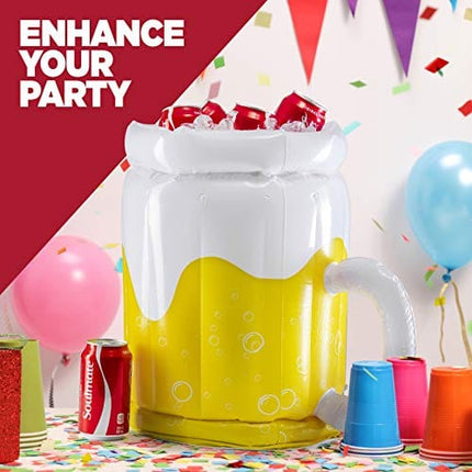 2 Pack Inflatable Beer Mug Cooler Beach Party - Inflatable Drink Coolers for Parties - 2 in1 Pool Drink Floatie Blow Up Cooler - Spongebob Party Supplies - Cheers and Beers to 30 Years
