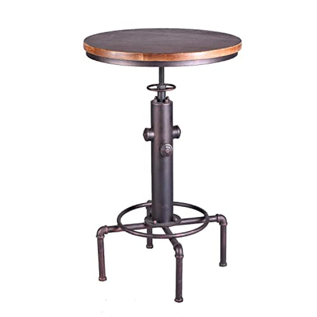 Topower Industrial Bar Table 31.5-41.3" Adjustable Pub Table Kitchen Dining Coffee Bistro Table (Bronze)