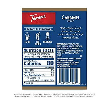 Torani Syrup, Caramel, 25.4 Ounces (Pack of 4)