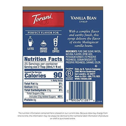 Torani Syrup, Vanilla Bean, 25.4 Ounces (Pack of 4)
