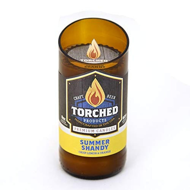 Torched Beer Scented Candles | Natural Soy Wax Candle | Summer Shandy Scent 8 oz | Makes a Great Gift for Men, Beer Lovers, and Collectors | Bar Man-Cave Decor and Accessories