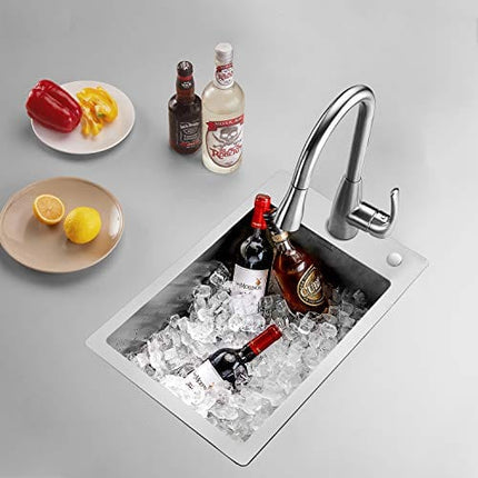 TORVA 15-Inch Drop-in Kitchen Sink, 16 Gauge Stainless Steel Topmount Single Bowl - 9 Inches Deep Bar/Prep Basin