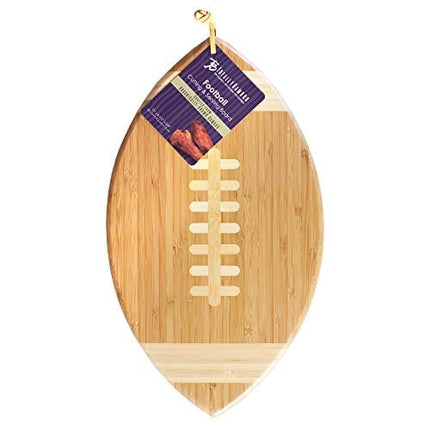 Totally Bamboo Football Shaped Bamboo Serving and Cutting Board, 14" x 8-1/2"