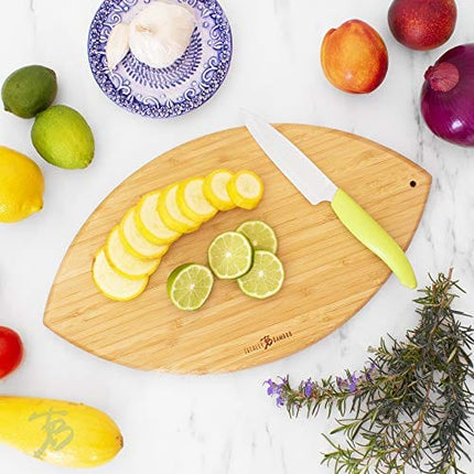 Totally Bamboo Football Shaped Bamboo Serving and Cutting Board, 14" x 8-1/2"