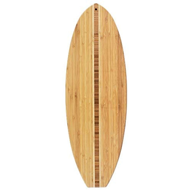 Totally Bamboo Surfboard Shaped Bamboo Wood Cutting Board and Charcuterie Serving Board, 23" x 7-1/2"