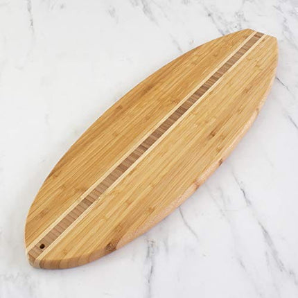 Totally Bamboo Surfboard Shaped Bamboo Wood Cutting Board and Charcuterie Serving Board, 23" x 7-1/2"