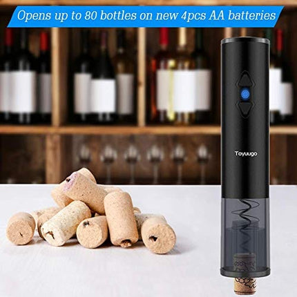 Toyuugo Electric Wine Opener , Automatic Corkscrew set contains Foil Cutter, Vacuum Stopper and Wine Aerator Pourer for Dating, Party and Wine lover (3 Piece Gift Set)
