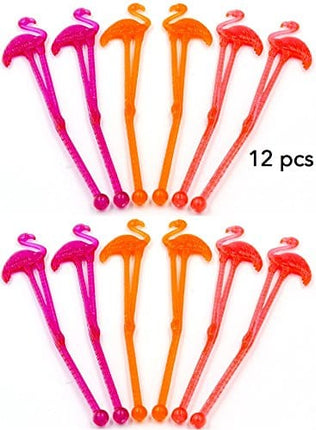 Bar Caddy Supplies (60 Pack) – Assorted Swizzle Sticks/Drink Stirrers (12 of Each Design) – Disposable Flexible Drinking Straws in 2 Sizes – Small Bar Party Supply Refill Pack for Bar Organizer