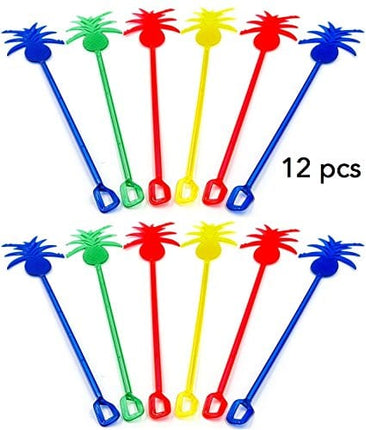 Bar Caddy Supplies (60 Pack) – Assorted Swizzle Sticks/Drink Stirrers (12 of Each Design) – Disposable Flexible Drinking Straws in 2 Sizes – Small Bar Party Supply Refill Pack for Bar Organizer