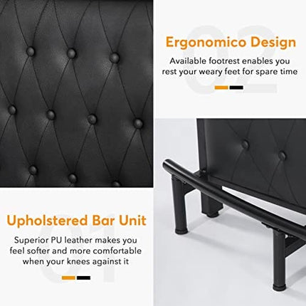 Tribesigns Bar Unit for Home Liquor, Black Entertainment Bar Upholstered Bar Table with Storage and Metal Front Footrest for Home,Balcony