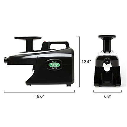 Tribest Greenstar GSE-5010 Elite Slow Masticating Juicer, Twin Gear Cold Press Juicer & Juice Extractor, Black