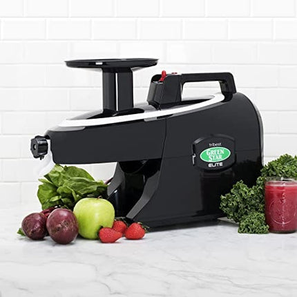 Tribest Greenstar GSE-5010 Elite Slow Masticating Juicer, Twin Gear Cold Press Juicer & Juice Extractor, Black