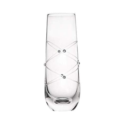 Trinkware Calici Champagne Flutes Stemless Glasses Etched With Stones – Mimosa Glasses Set of 4 – 9oz