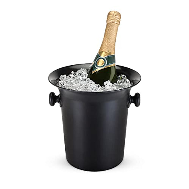 True Black Ice Bucket with Handles, 8.75 by 8.25 Inches, Wine Bucket, 3 Liter Capacity Beverage Tub, Drink Bucket, Black, Plastic,