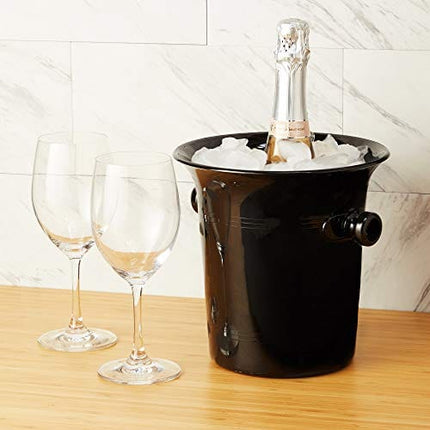True Black Ice Bucket with Handles, 8.75 by 8.25 Inches, Wine Bucket, 3 Liter Capacity Beverage Tub, Drink Bucket, Black, Plastic,