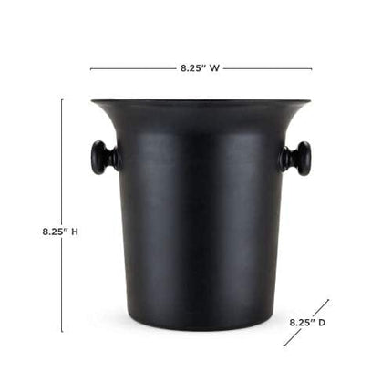 True Black Ice Bucket with Handles, 8.75 by 8.25 Inches, Wine Bucket, 3 Liter Capacity Beverage Tub, Drink Bucket, Black, Plastic,