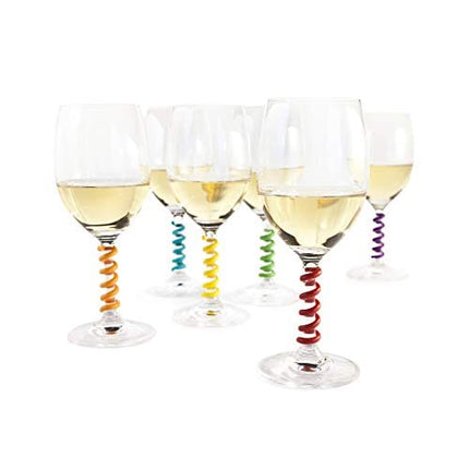 True Stem Springs Silicone Wine Charms, Set of 6, multicolor